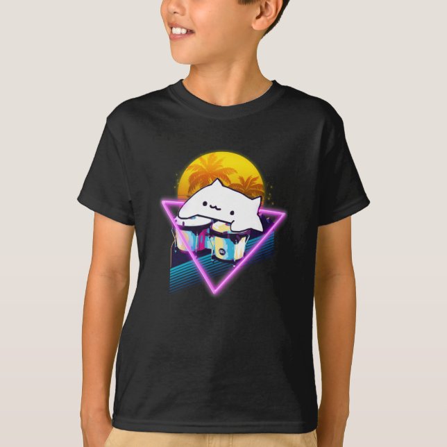 Camiseta Bongo Cat Retro 80 Estilo de onda volcánica (Anverso)