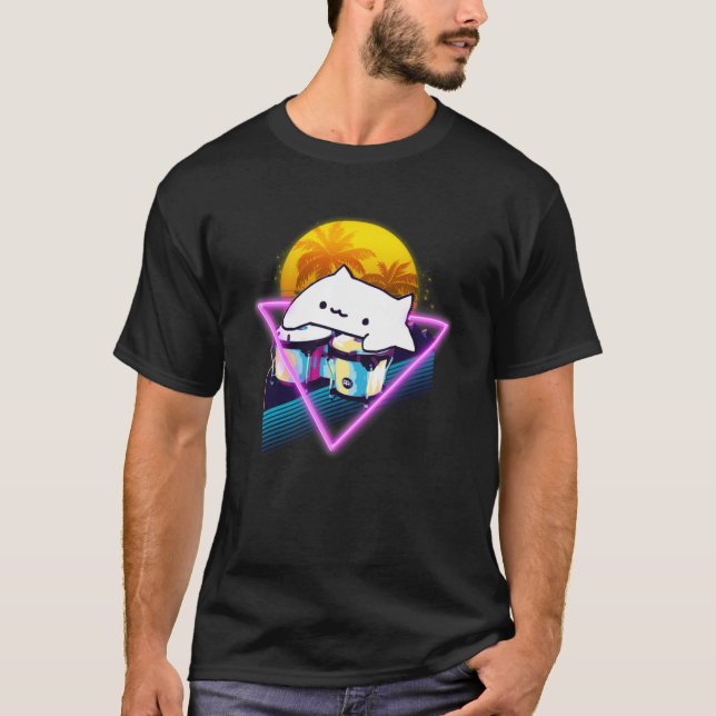 Camiseta Bongo Cat Retro 80 Estilo de onda volcánica (Anverso)