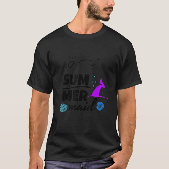 Camiseta Bonita Cola De Sirena De Verano Con Agujas Marinas (Anverso)