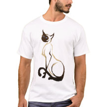Camiseta bonita del gato siamés que se sienta