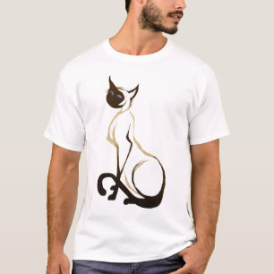 Camiseta bonita del gato siamés que se sienta
