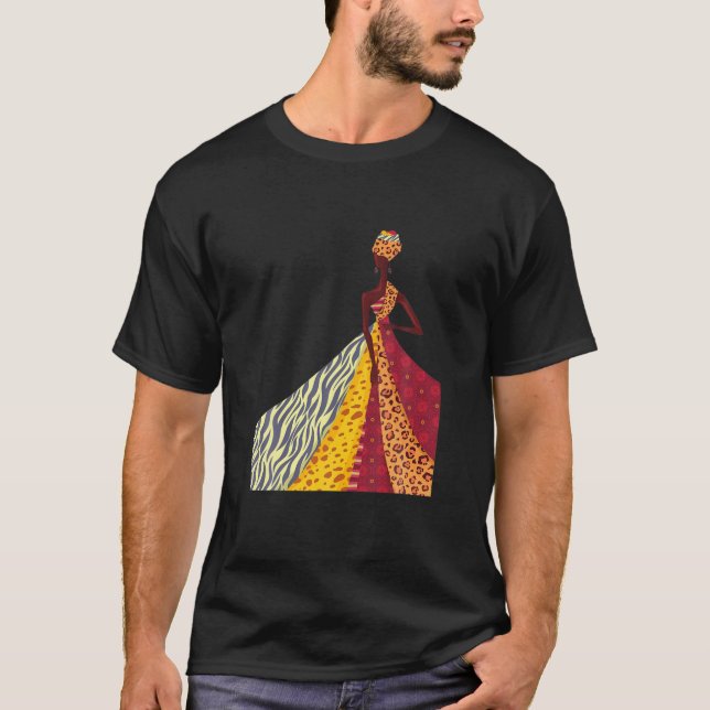 Camiseta Bonita gráfica de mujer africana (Anverso)