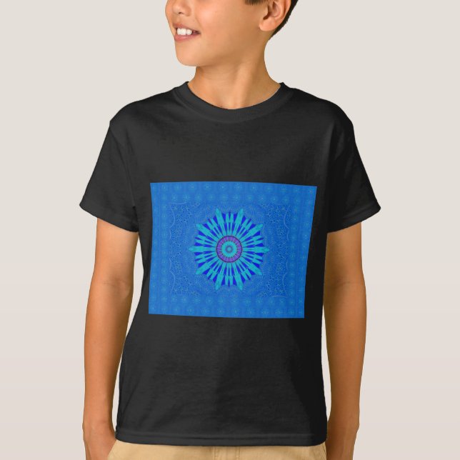 Camiseta Bonita impresión de arte de Mandala azul real (Anverso)