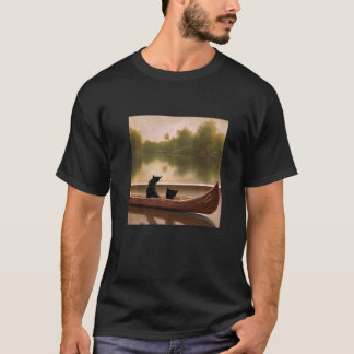 Camiseta Bonita Obra Artística Dos Gatos En Un Barco Asombr