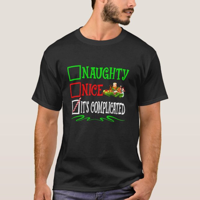 Camiseta Bonita traviesa lista de Navidades Santa Complicad (Anverso)