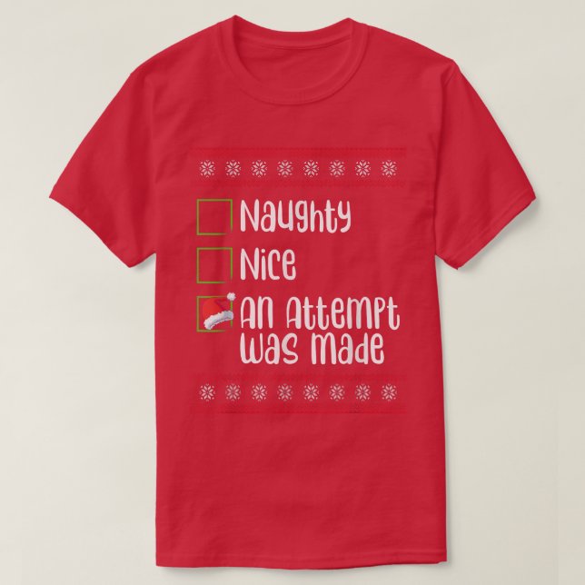Camiseta Bonita traviesa Un Intento De Hacerse Mal Navidad (Diseño del anverso)