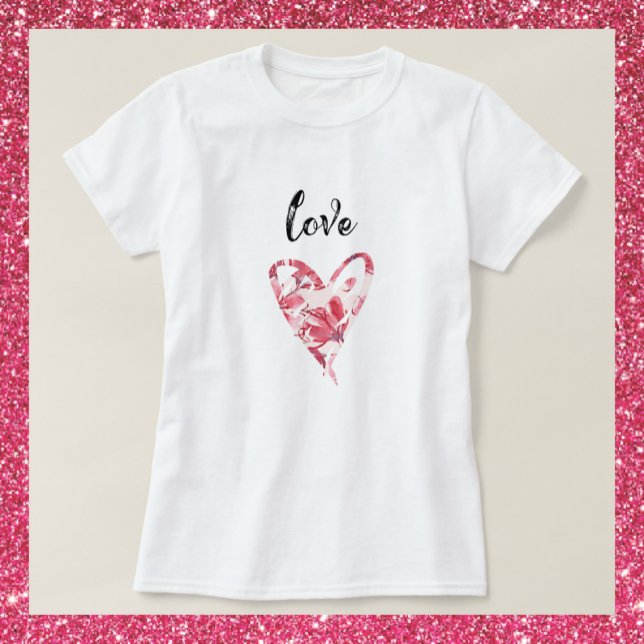 Camiseta Bonito Amor Corazón Floral (Subido por el creador)