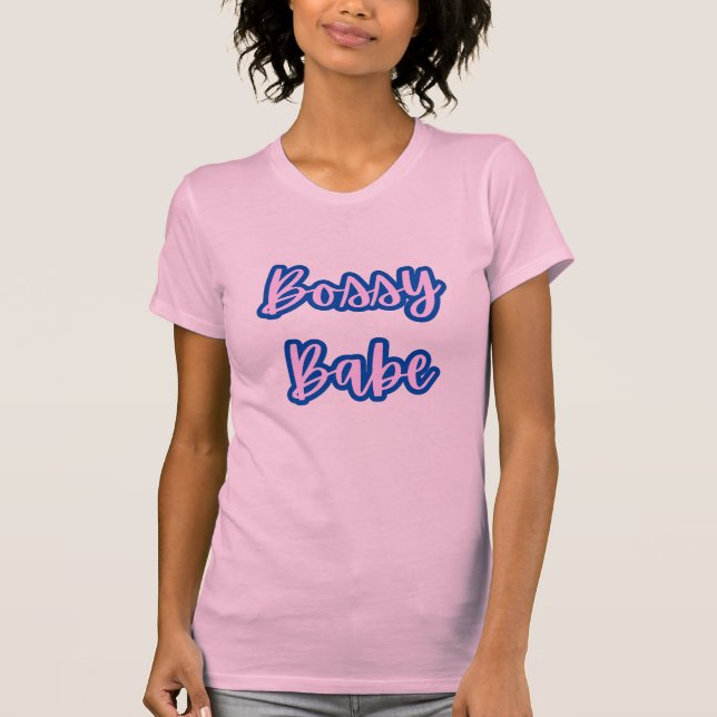 Camiseta Bonito Azul Bossy Babe Textos +Contorno de mujeres (Anverso)