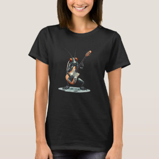 Camiseta Bonito bajo de rock con divertido insecto cucarach