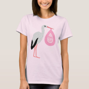 Camiseta Bonito Bebé Rosa Stork
