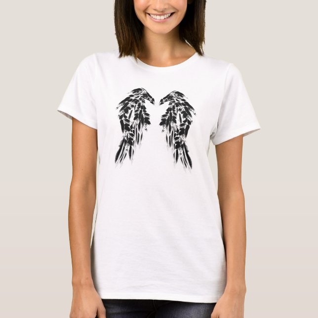Camiseta Bonito Black Raven Feathers Angel Wings (Anverso)