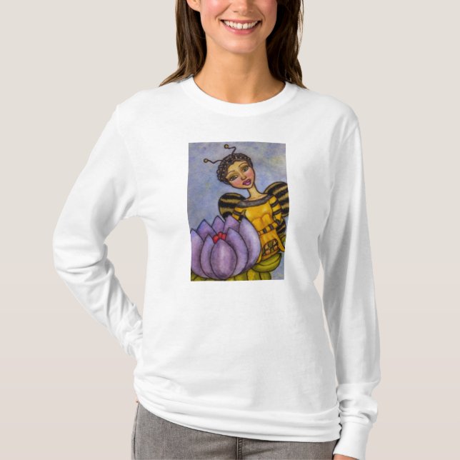 Camiseta Bonito Bumble Bee Fairy Purple Flower (Anverso)