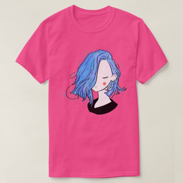 Camiseta Bonito chica peinados cortos azul negro (Diseño del anverso)