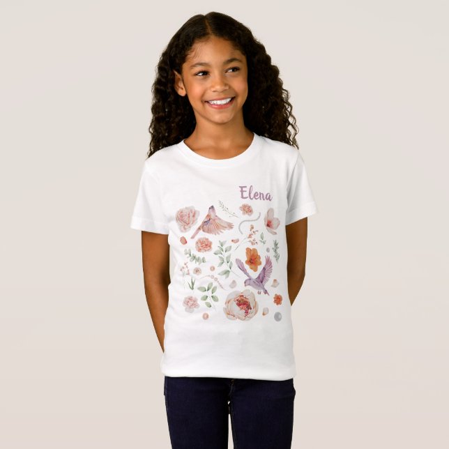 Camiseta Bonito Colibrí Floral Monograma (Anverso completo)