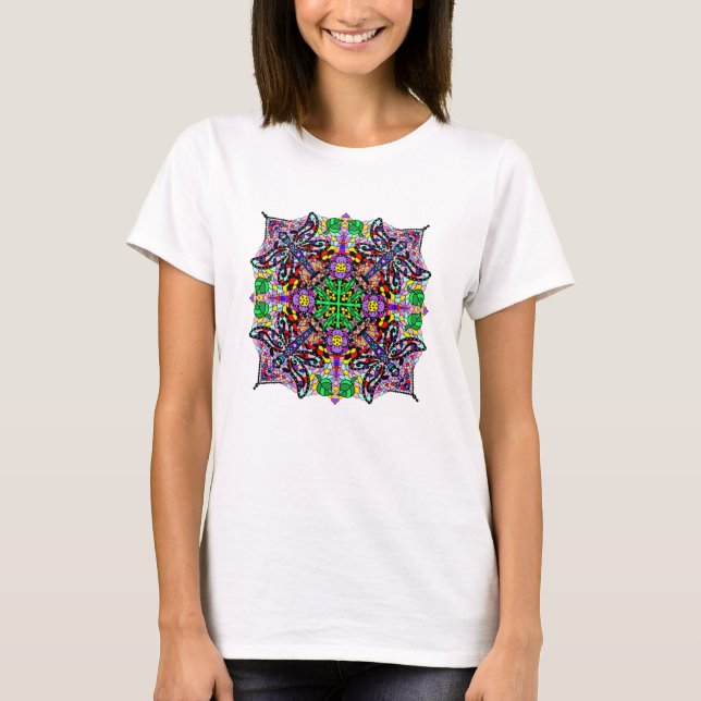 Camiseta Bonito Colorful Dragonfly y flores Mandala (Anverso)