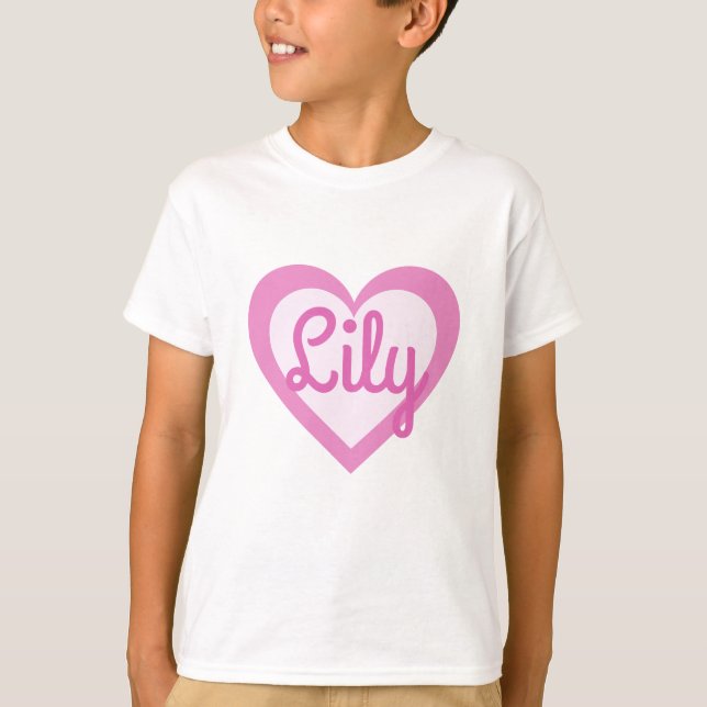 Camiseta Bonito Corazón Rosado Tee de niños personalizables (Anverso)