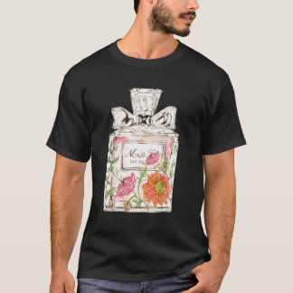 Camiseta Bonito de diseño Floral rosa Perfume botella Illus