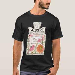 Camiseta Bonito de diseño Floral rosa Perfume botella Illus