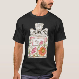 Camiseta Bonito de diseño Floral rosa Perfume botella Illus