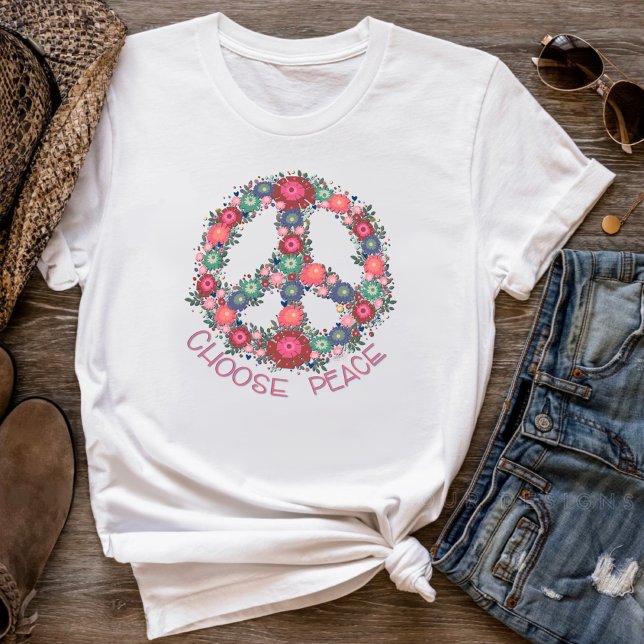 Camiseta Bonito de la Paz Floral Retro Boho Inespiritualida (Subido por el creador)