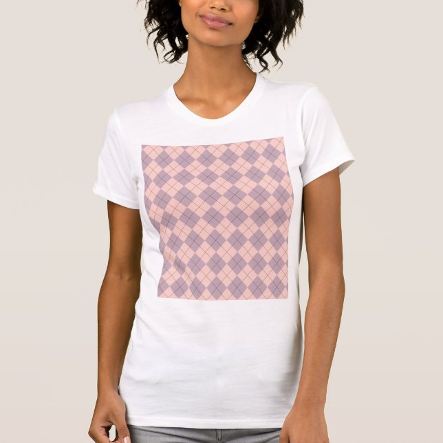 Camiseta Bonito de patrón de arglo rosa y púrpura (Anverso)