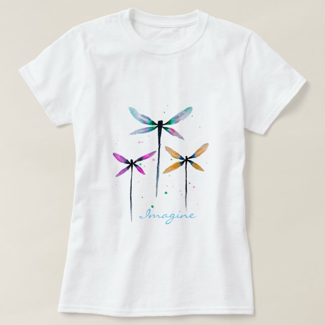 Camiseta Bonito dragonflies acuarela rústica (Diseño del anverso)