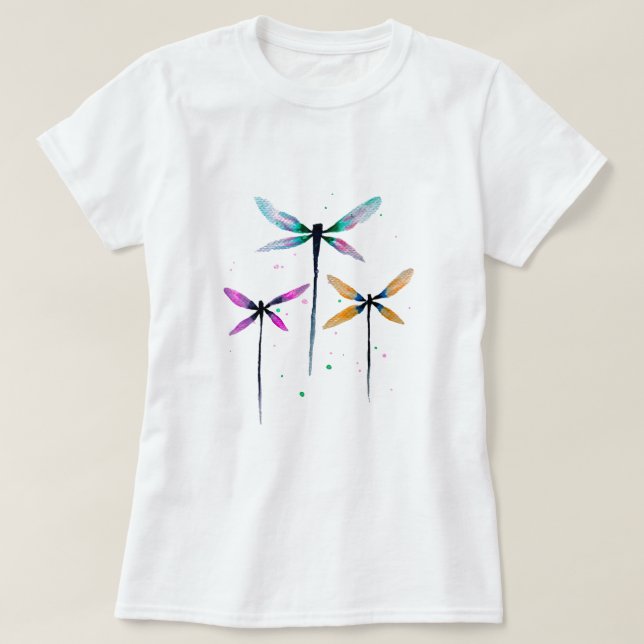 Camiseta Bonito dragonflies acuarela rústica (Diseño del anverso)