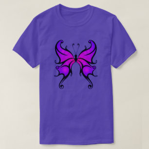 Camiseta Bonito En Mariposa Morada Cómoda Algodón T-Sh
