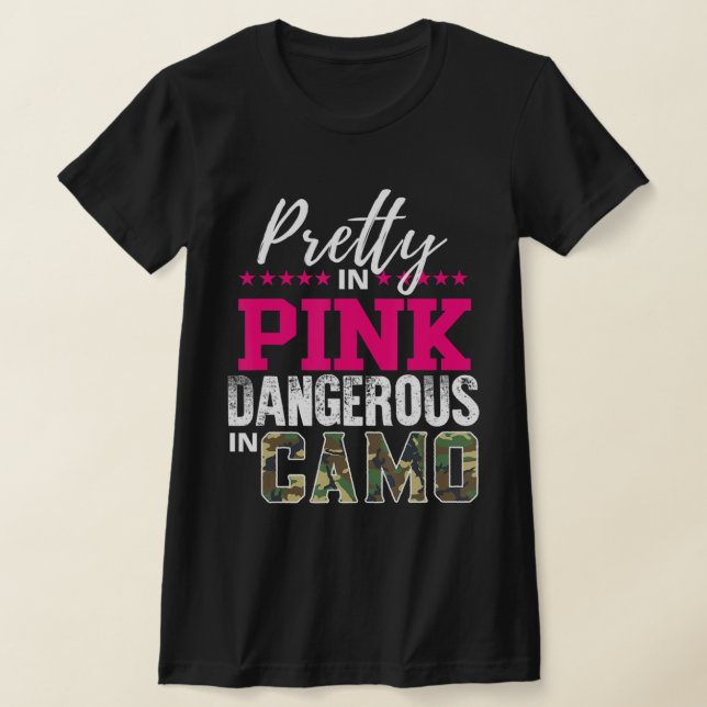 Camiseta Bonito En Peligroso Rosa En Chica De Caza De Camo (Distribución)