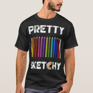Camiseta Bonito Esbozo Arte Divertido Lover Colorido Pencil