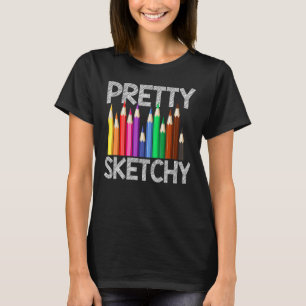 Camiseta Bonito Esbozo arte divertido pintar con lápices ar
