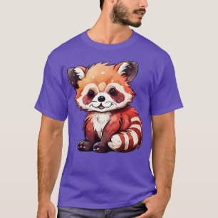 Camiseta bonito estilo de color rojo panda