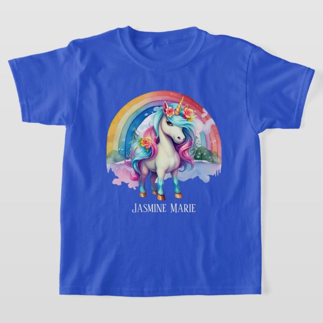 Camiseta bonito fantasía unicorn añadir nombre chica (Distribución)