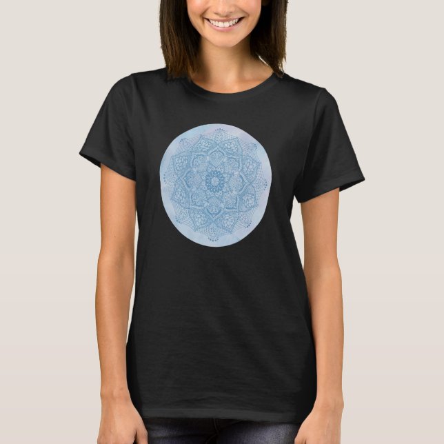 Camiseta Bonito Flor azul célebre Zen Boho Lotus M (Anverso)