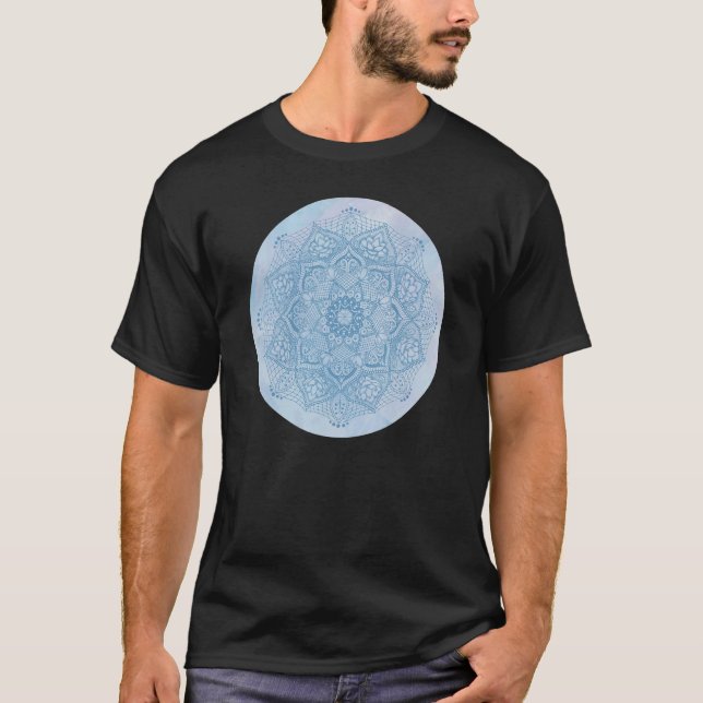 Camiseta Bonito Flor azul célebre Zen Boho Lotus M (Anverso)