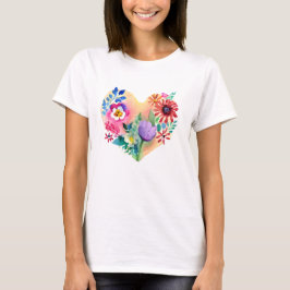 Camiseta Bonito Floral Heart Colorful AI ART