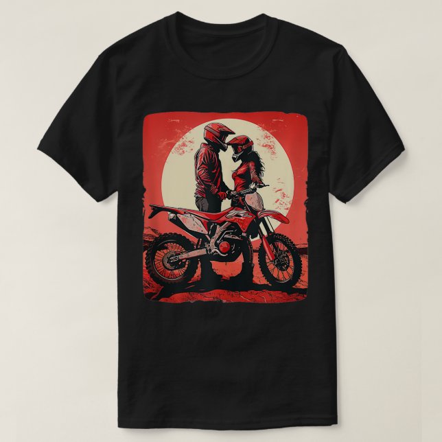 Camiseta Bonito fresco de la pareja de ciclismo de suciedad (Diseño del anverso)