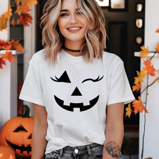Camiseta Bonito Girly Jack O Lantern Pumpkin Face Halloween