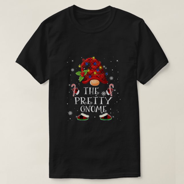 Camiseta Bonito Gnome Búfalo Plantado Luz de Árbol de Navid (Diseño del anverso)