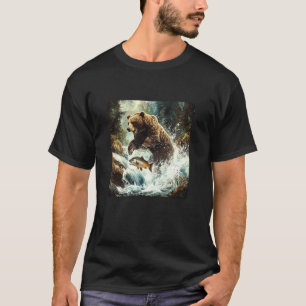 Camiseta Bonito gráfico de oso pescando para amantes de lag