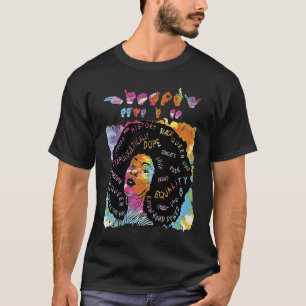 Camiseta Bonito Historia Negra Lenguaje de mano Rótulo Hist