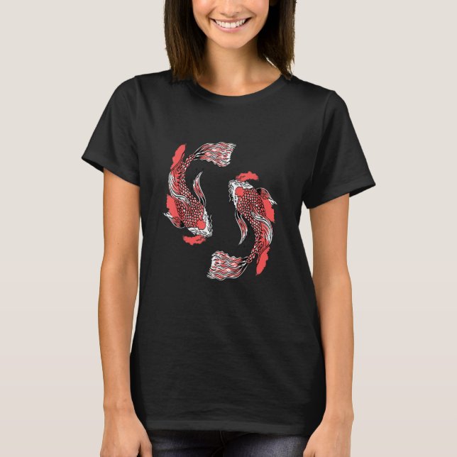 Camiseta Bonito japonés Koi Fish Yin Yang (Anverso)
