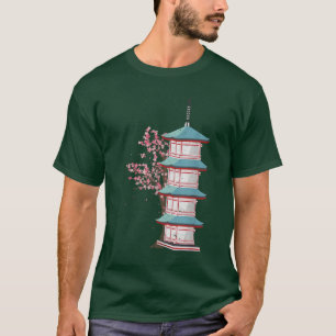 Camiseta Bonito japonesa rosada de árbol sakura flor japone