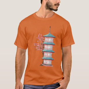 Camiseta Bonito japonesa rosada de árbol sakura flor japone
