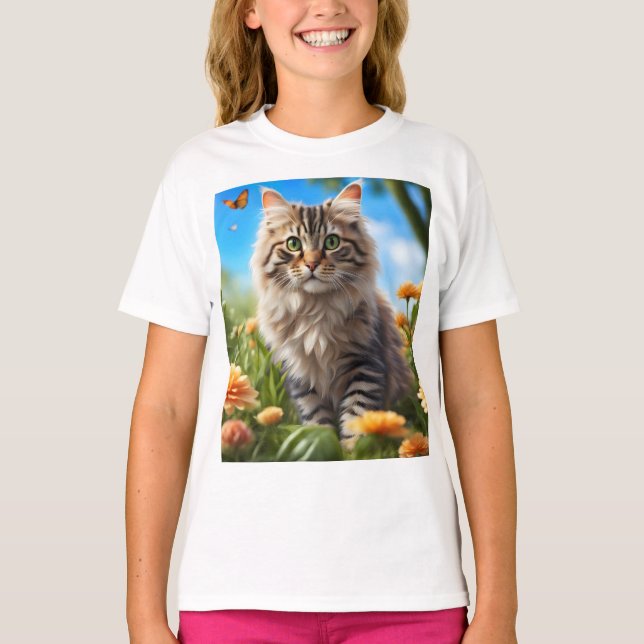 Camiseta Bonito jardín de gatos (Anverso)