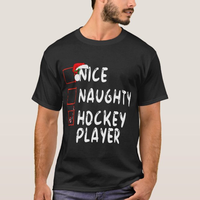 Camiseta Bonito jugador de hockey Navidades Santa Claus (Anverso)