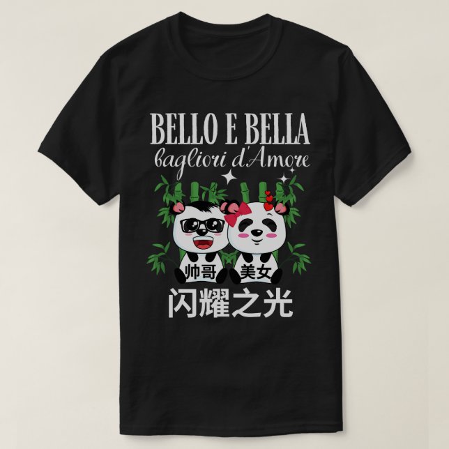 Camiseta Bonito Kawaii Panda Chino Italiano La (Diseño del anverso)