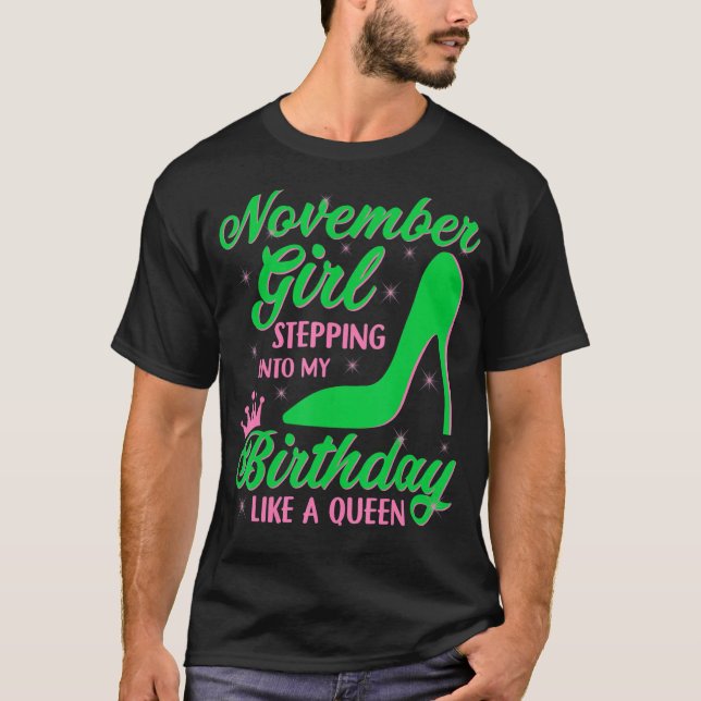 Camiseta Bonito lindo chica de cumpleaños de noviembre aka (Anverso)