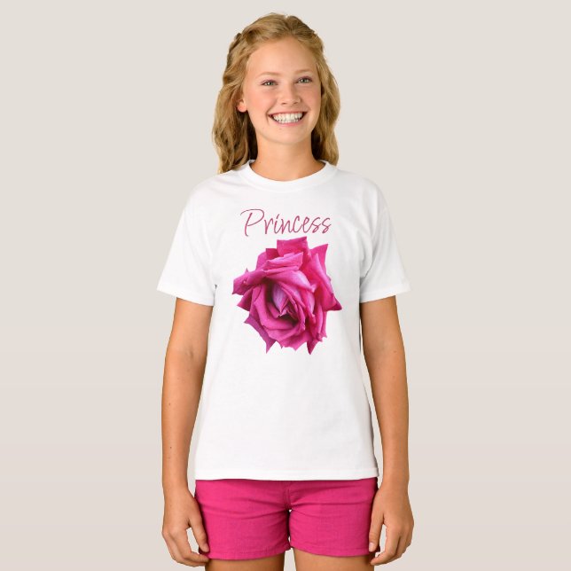 Camiseta Bonito lindo rosa rosa rosa floral giratoria Princ (Anverso completo)