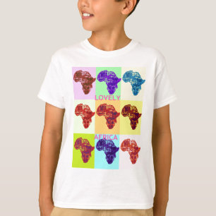 Camiseta Bonito Mapa Africano Colorido Diseño de Patrón Pop